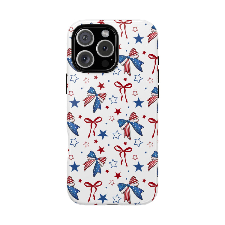 4th of July  Star Themed Phone Case, Stars checkered tough case Case, Cute Bow Phone Cover