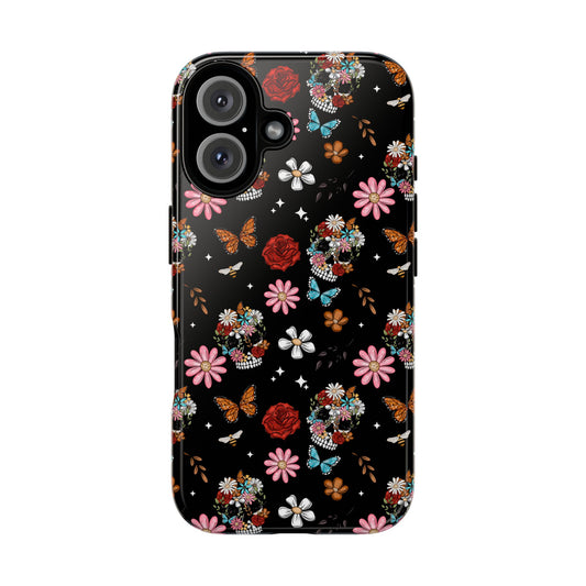 Skull Flower Dark Phone Case, Floral Cottagecore tough case Case, Nature Phone Cover