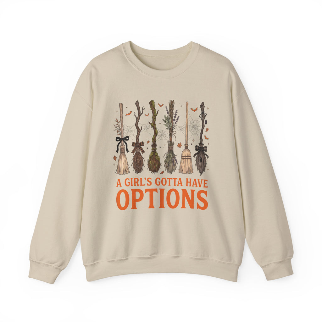Retro A Girls Gotta Have Options Shirt, Halloween Witch Shirt, Spooky Season Pullover, Feeling Witchy Tee, Fall Gift for Women