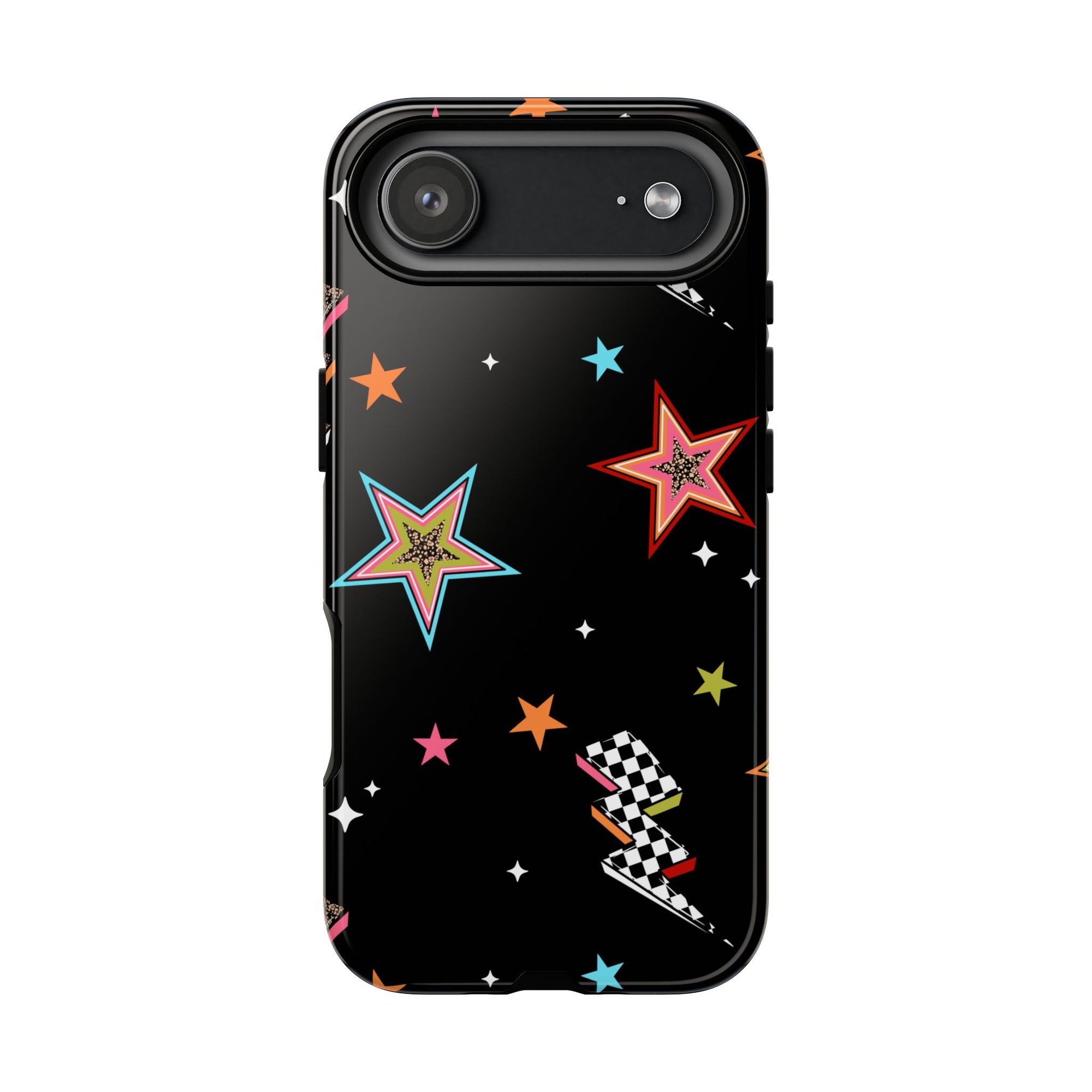 Retro Checkered Stars Phone Case, Punk tough case Case, Cute stars Phone Cover