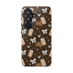 Iced Coffee Phone Case, Checkered tough case Case, Cute coffee Bow Phone Cover