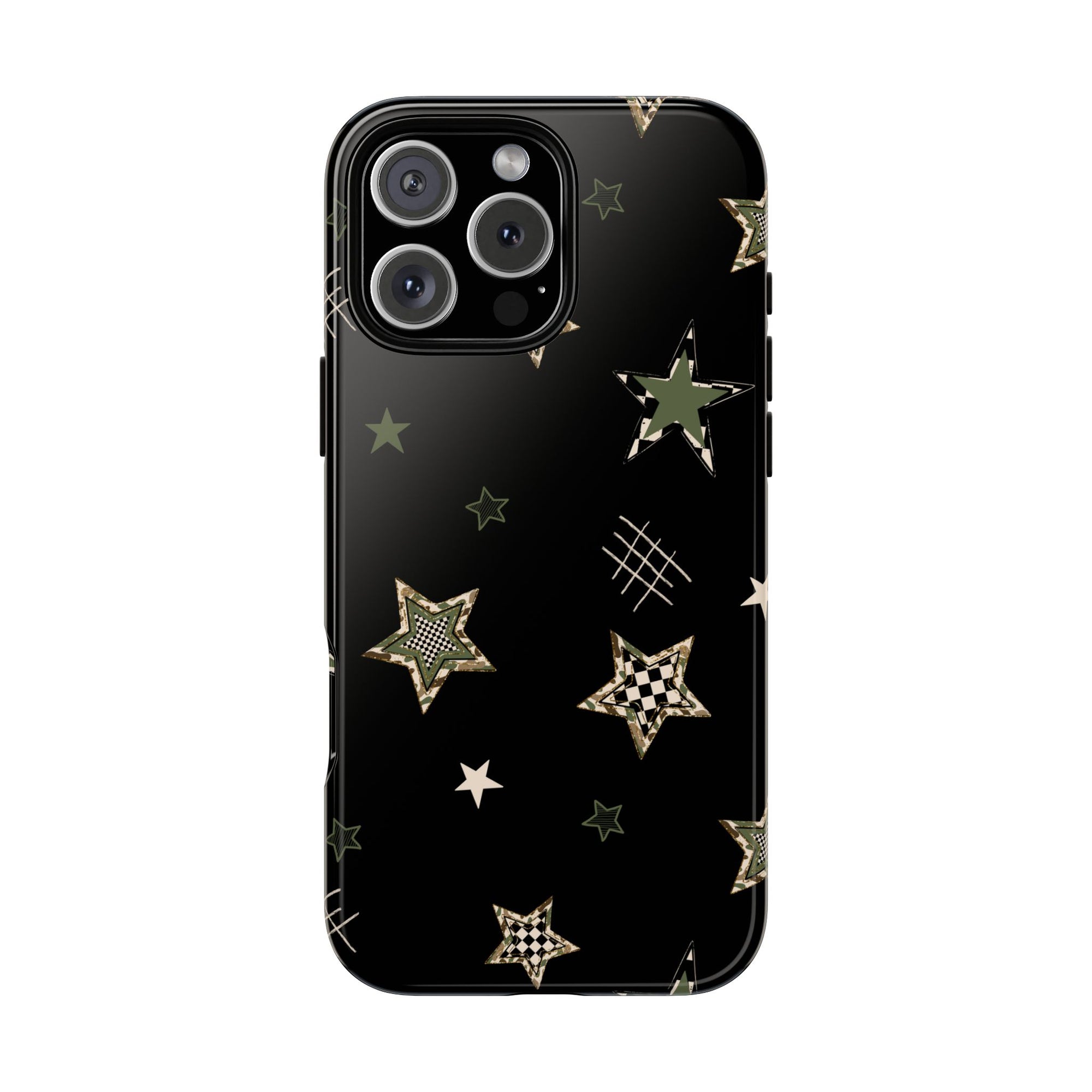 Camo Stars Phone Case, Floral Checkered Camo tough case Case, Cute Phone Cover