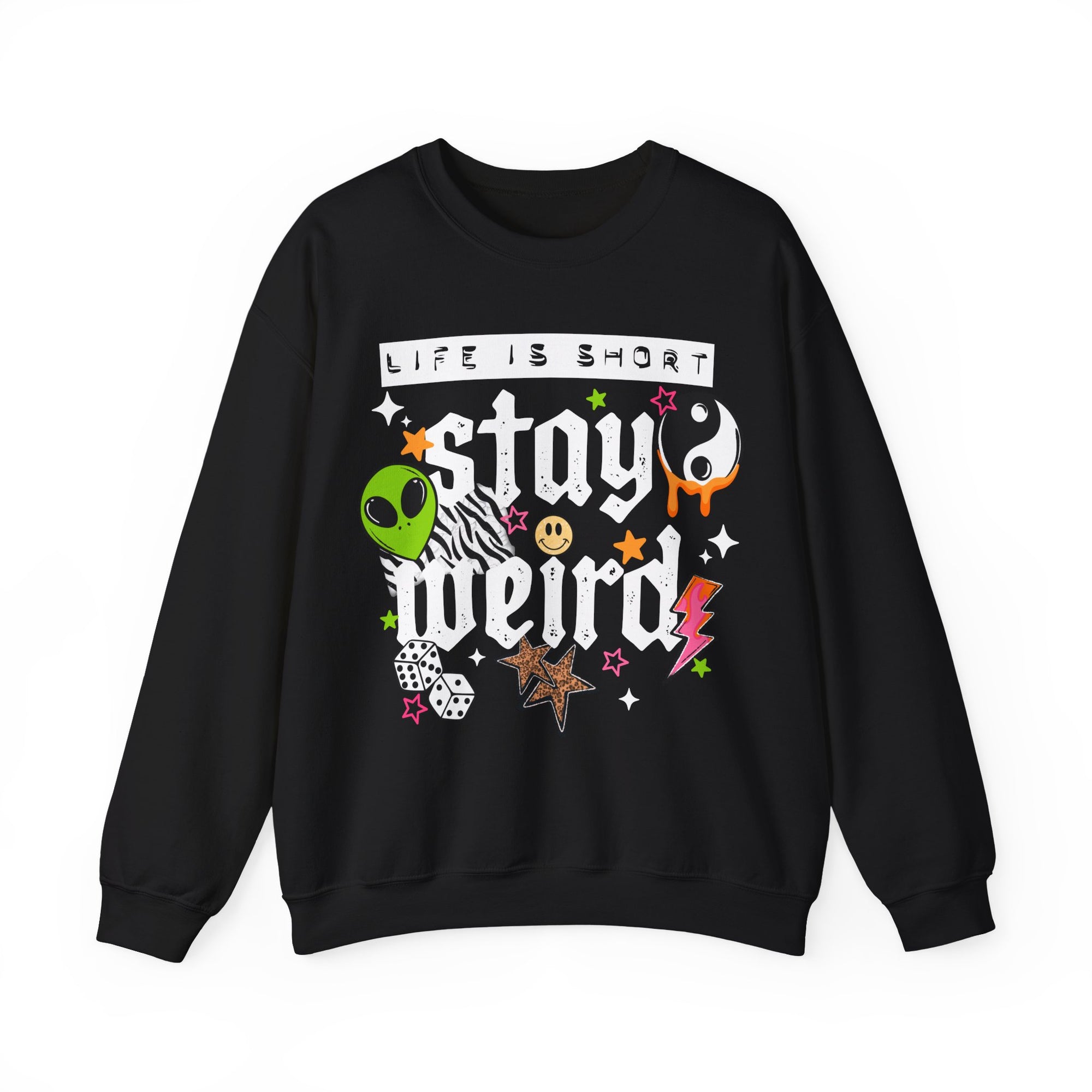 Stay Weird Sweatshirt, Trendy ADHD Sweater, Retro  Sweater, YingYang Vibes, Cute Weird Sweatshirt, Stars