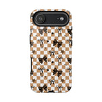 Checkered Tan Bow Star Themed Phone Case, Stars checkered tough case Case, Cute Phone Cover