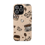 Leopard Heart Coffee Phone Case, Leopard tough case Case, Cute coffee Phone Cover