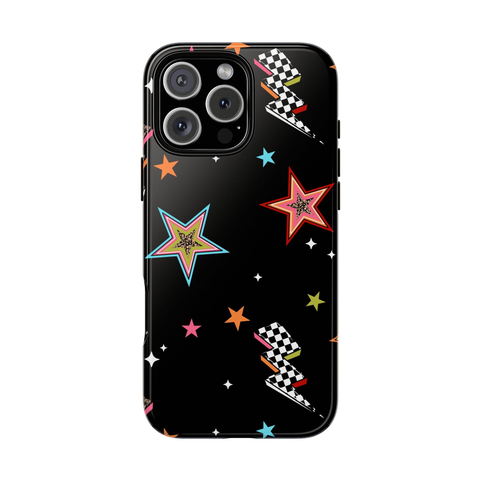 Retro Checkered Stars Phone Case, Punk tough case Case, Cute stars Phone Cover