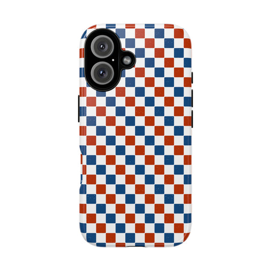 Red White and Blue Themed Phone Case, Checkered tough case Case, Cute usa Phone Cover