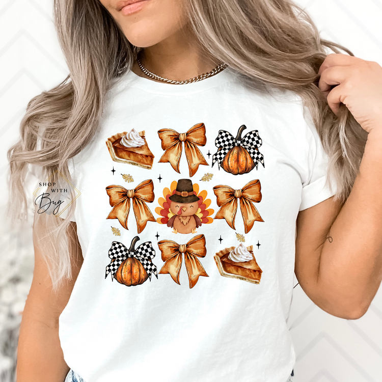 Retro Thanksgiving Checkered Short Sleeve Shirt