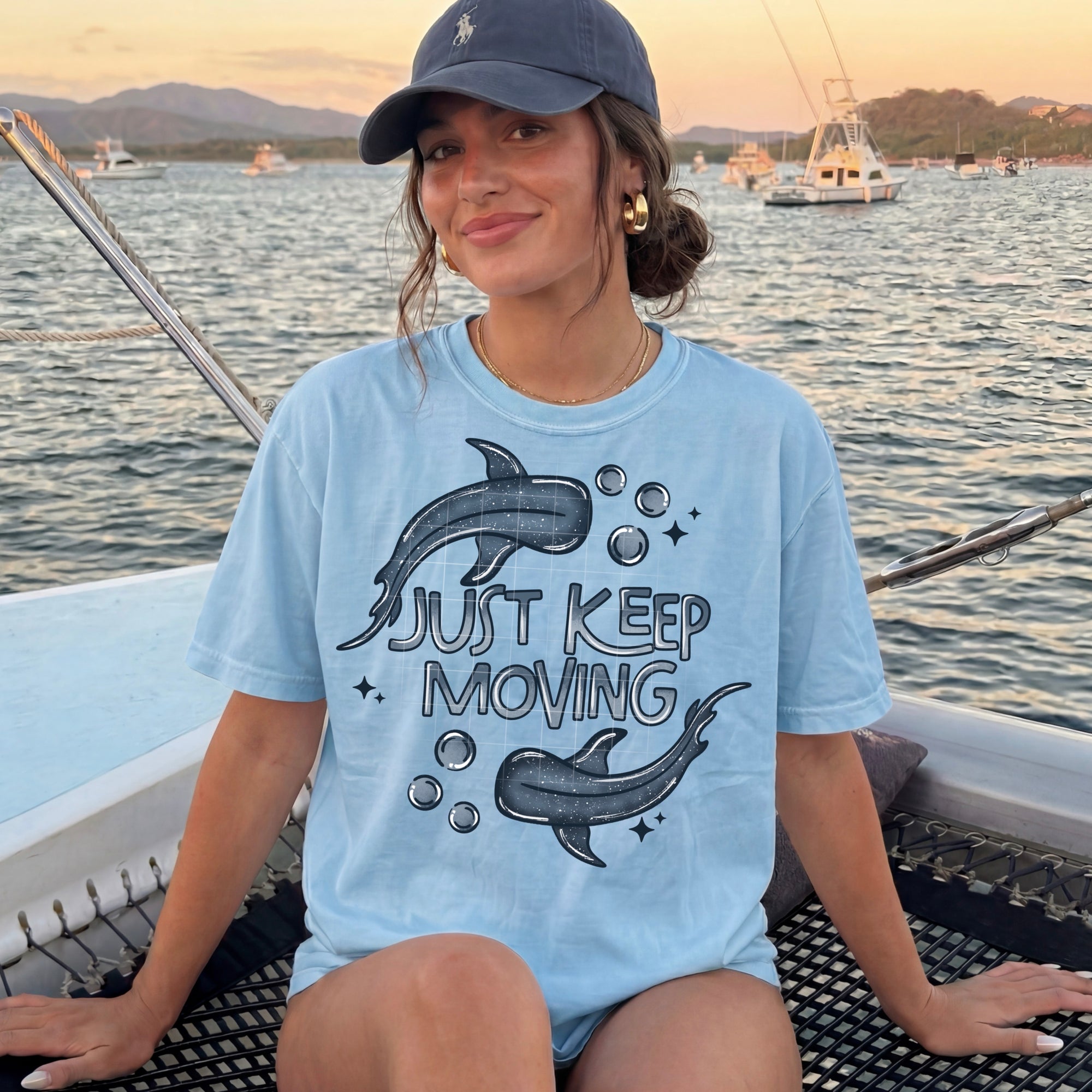 Just Keep Moving Shark Comfort Tee
