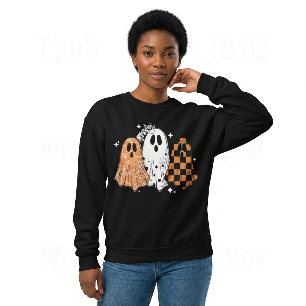 High Quality spooky ghost Crew neck Sweatshirt