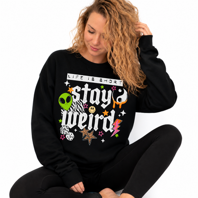 Stay Weird Sweatshirt, Trendy ADHD Sweater, Retro  Sweater, YingYang Vibes, Cute Weird Sweatshirt, Stars