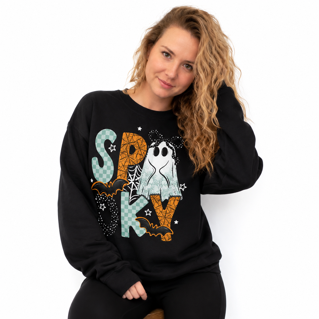 Spooky Sweatshirt, Trendy Halloween Sweater, Spooky Season Sweater, Fall Vibes, Cute Ghost Sweatshirt, Stars Ghost
