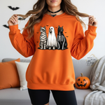 Skull Cats Sweatshirt, Trendy Halloween Sweater, Spooky Season Sweater, Fall Vibes, Cute Ghost Sweatshirt, Stars Ghost