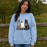 Skull Cats Sweatshirt, Trendy Halloween Sweater, Spooky Season Sweater, Fall Vibes, Cute Ghost Sweatshirt, Stars Ghost