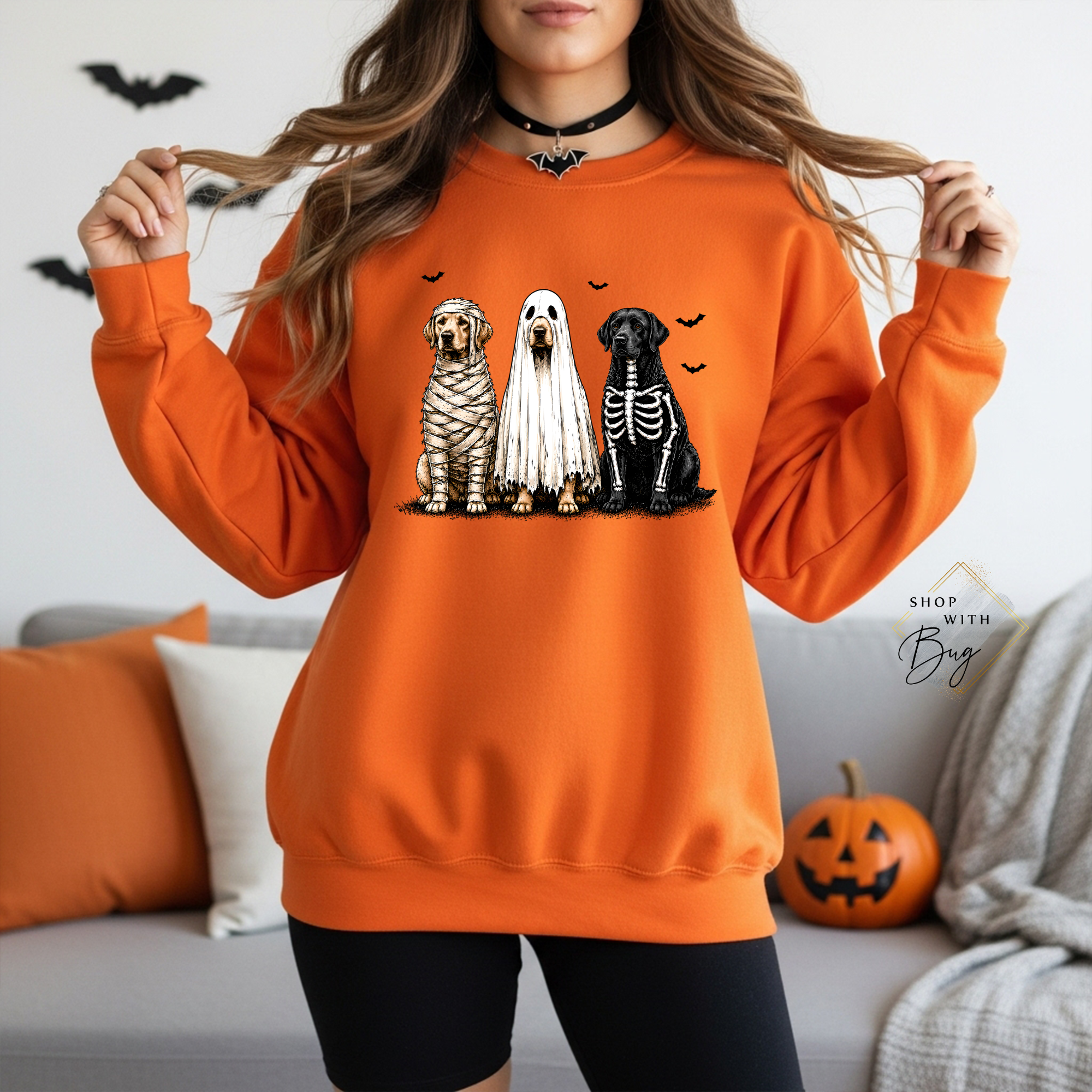 Skull Dogs Sweatshirt, Trendy Halloween Sweater, Spooky Season Sweater, Fall Vibes, Cute Ghost Sweatshirt, Stars Ghost