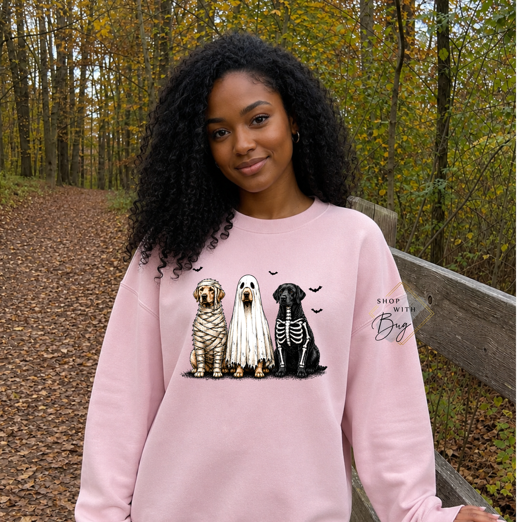 Skull Dogs Sweatshirt, Trendy Halloween Sweater, Spooky Season Sweater, Fall Vibes, Cute Ghost Sweatshirt, Stars Ghost