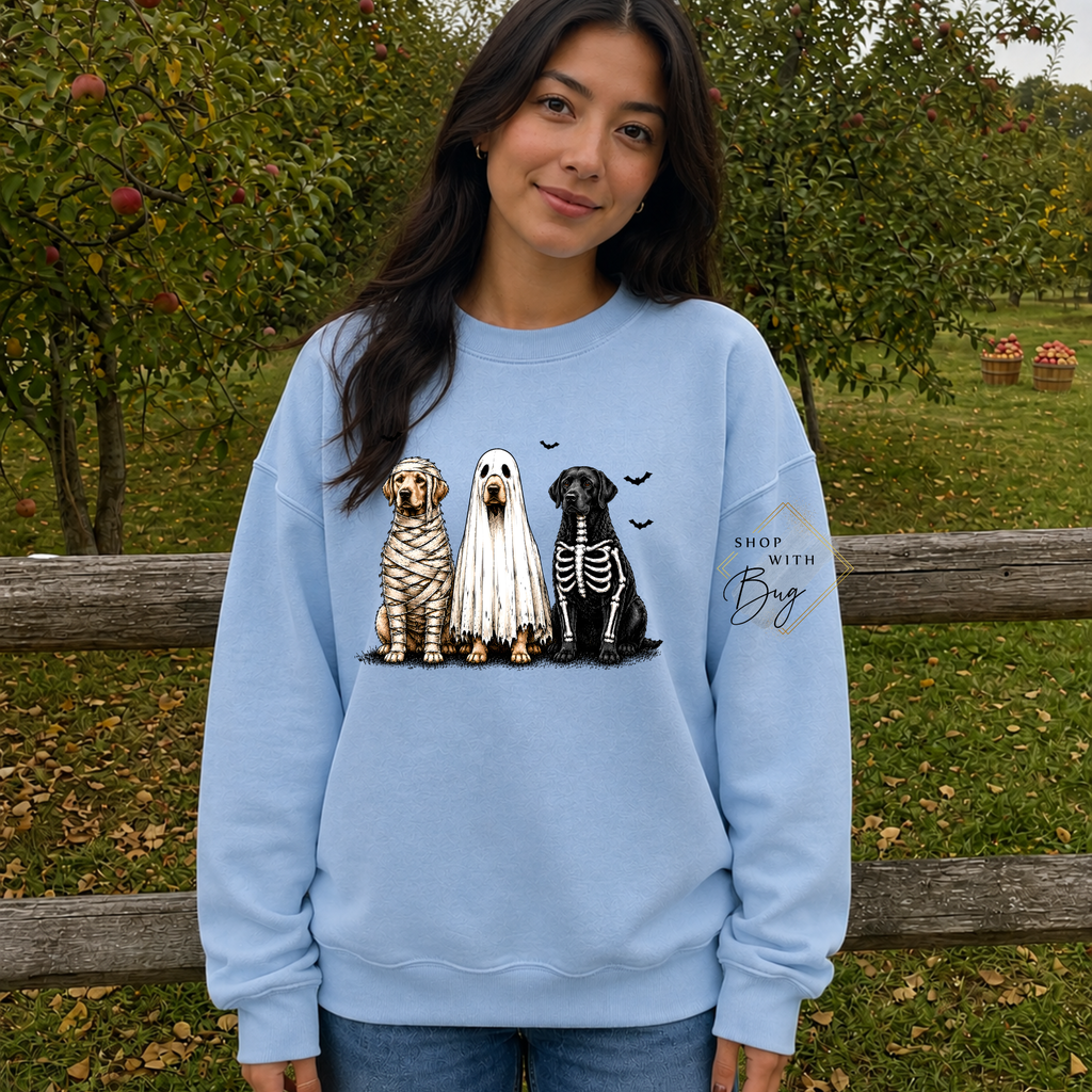Skull Dogs Sweatshirt, Trendy Halloween Sweater, Spooky Season Sweater, Fall Vibes, Cute Ghost Sweatshirt, Stars Ghost