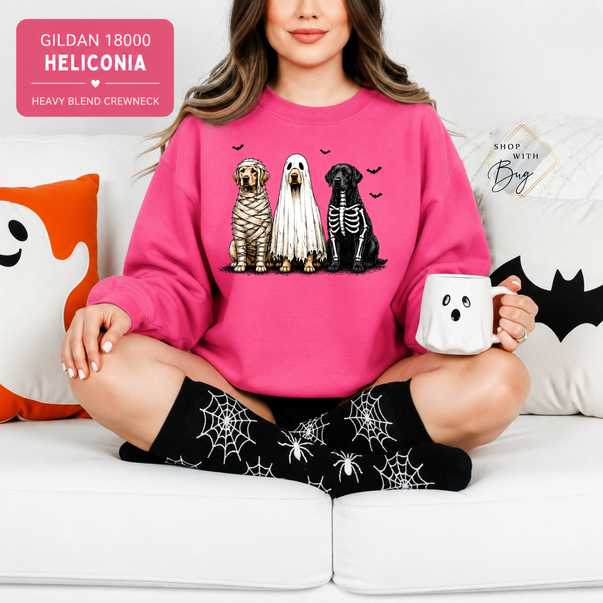 Skull Dogs Sweatshirt, Trendy Halloween Sweater, Spooky Season Sweater, Fall Vibes, Cute Ghost Sweatshirt, Stars Ghost