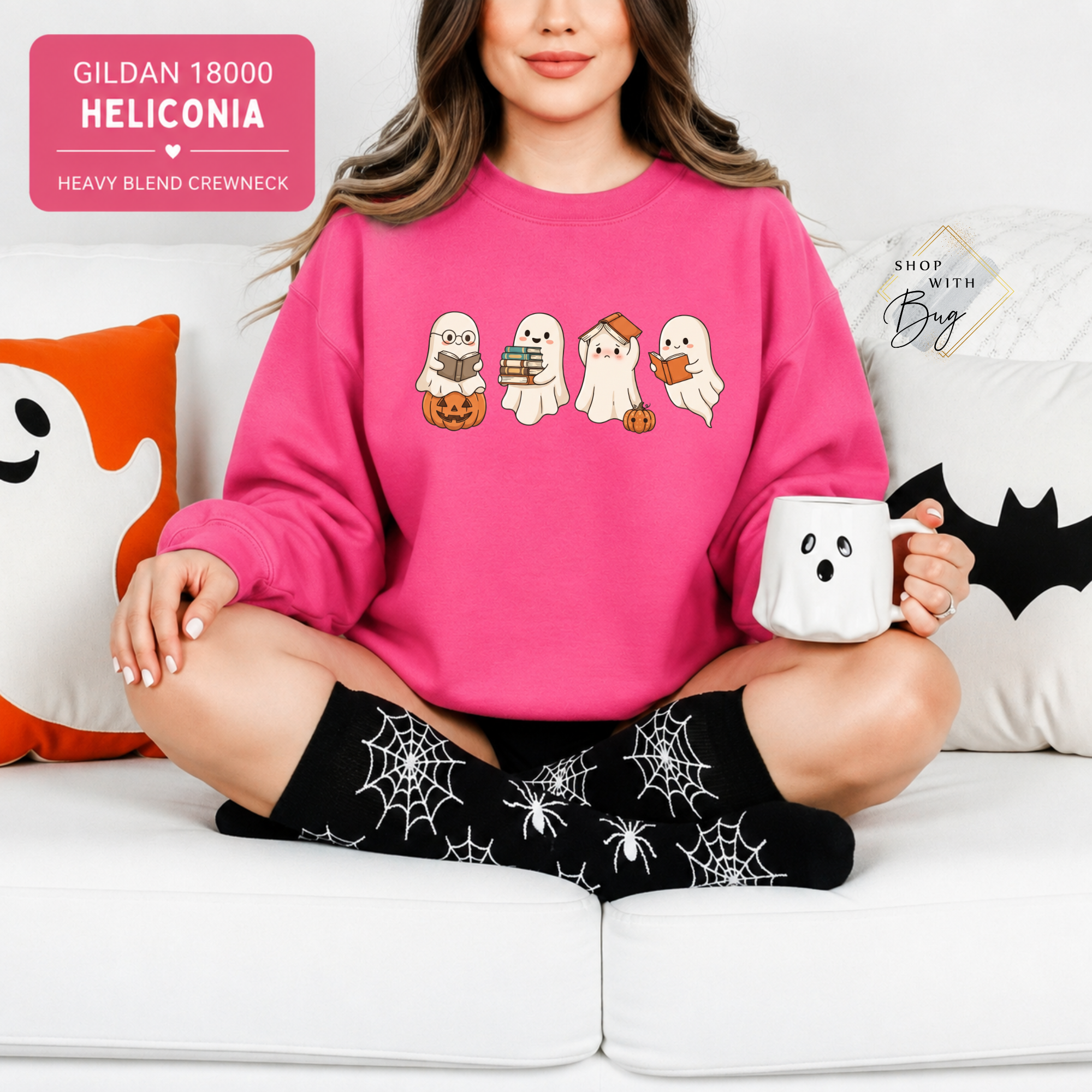Ghost Books Sweatshirt, Trendy Halloween Sweater, Spooky Season Sweater, Fall Vibes, Cute Ghost Sweatshirt, Stars Ghost