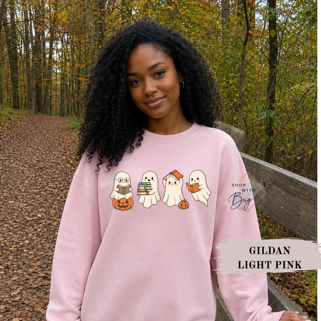 Ghost Books Sweatshirt, Trendy Halloween Sweater, Spooky Season Sweater, Fall Vibes, Cute Ghost Sweatshirt, Stars Ghost