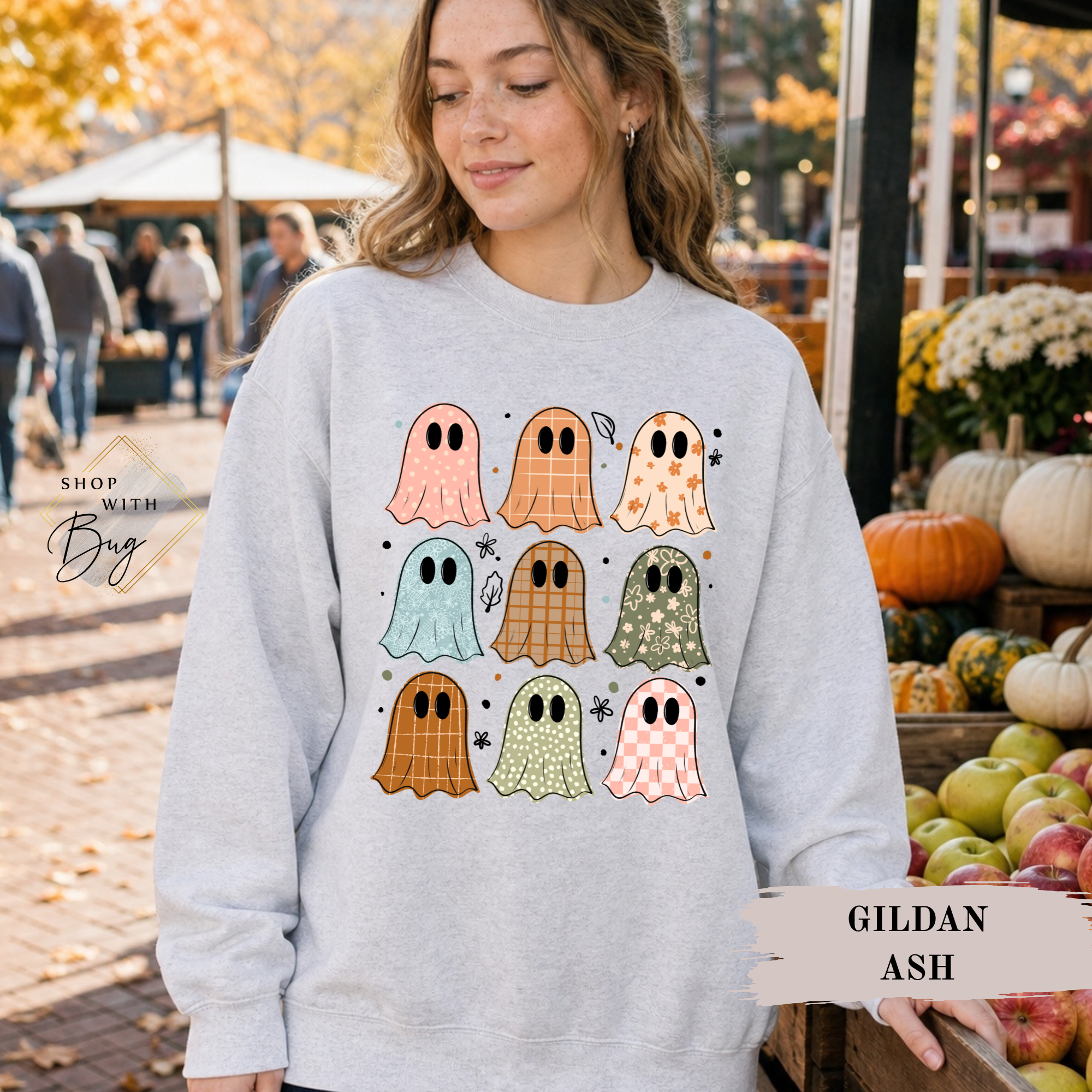 Retro Ghost Sweatshirt, Trendy Halloween Sweater, Spooky Season Sweater, Fall Vibes, Cute Ghost Sweatshirt