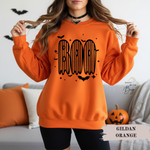 Circus Striped Boo Sweatshirt, Trendy Halloween Sweater, Spooky Season Sweater, Fall Vibes, Cute Boo Sweatshirt