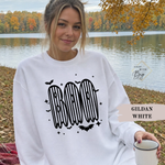 Circus Striped Boo Sweatshirt, Trendy Halloween Sweater, Spooky Season Sweater, Fall Vibes, Cute Boo Sweatshirt