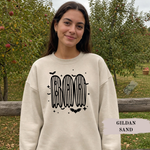 Circus Striped Boo Sweatshirt, Trendy Halloween Sweater, Spooky Season Sweater, Fall Vibes, Cute Boo Sweatshirt