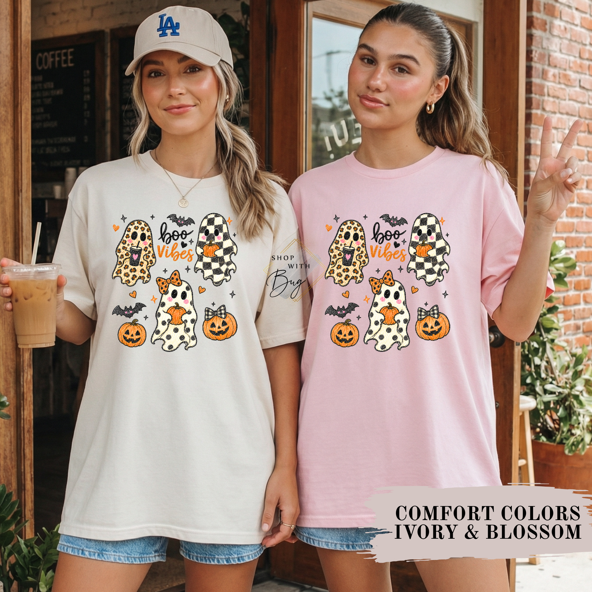 Boo Vibes Halloween T-Shirt Comfort Color For Women
