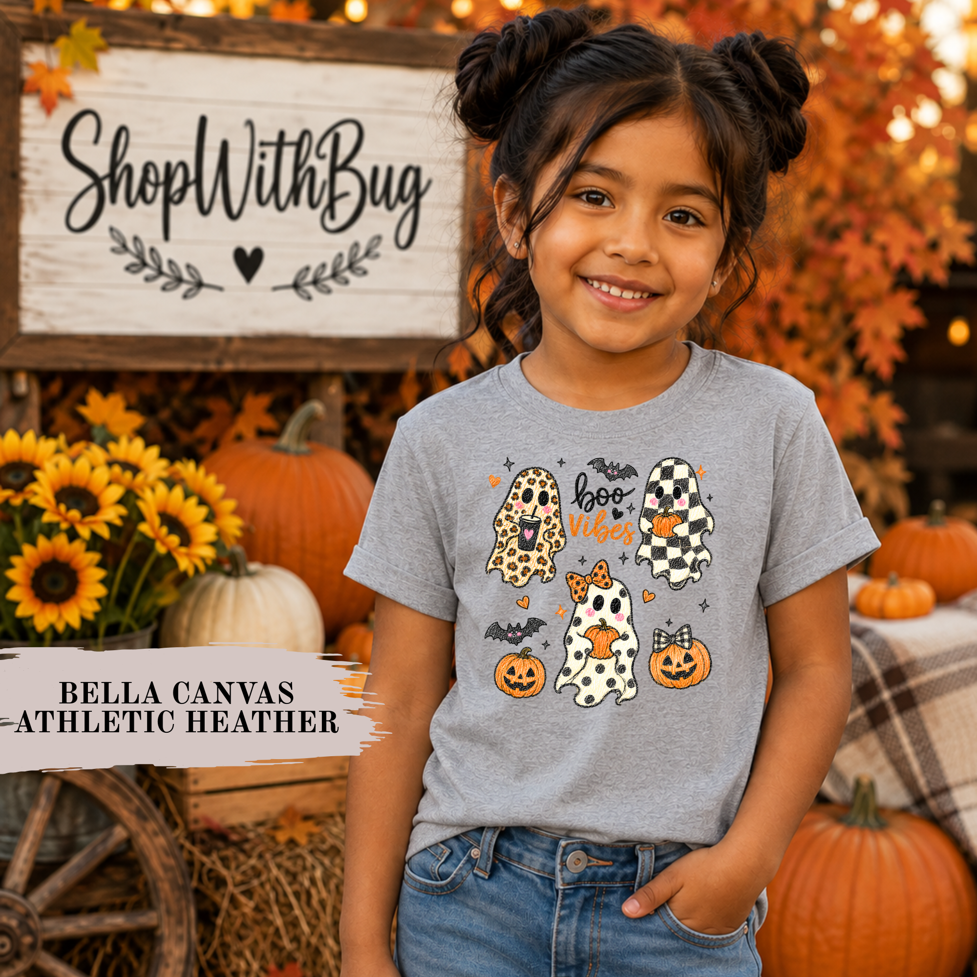 Boo Vibes Halloween Toddler Short Sleeve Tee