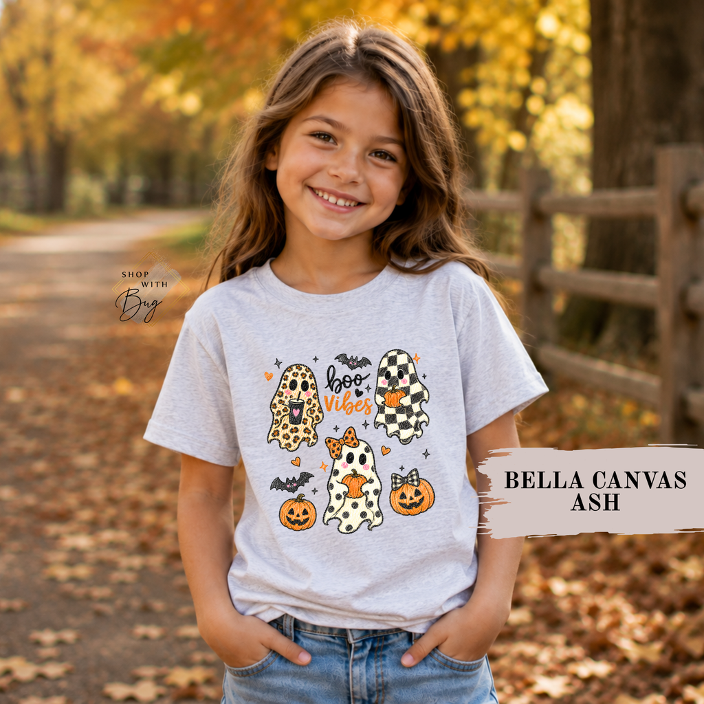 Boo Vibes Halloween Youth Short Sleeve Tee