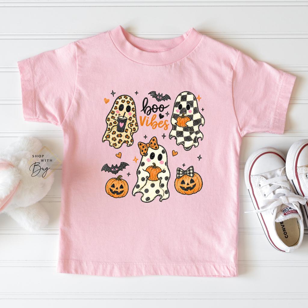 Boo Vibes Halloween Youth Short Sleeve Tee