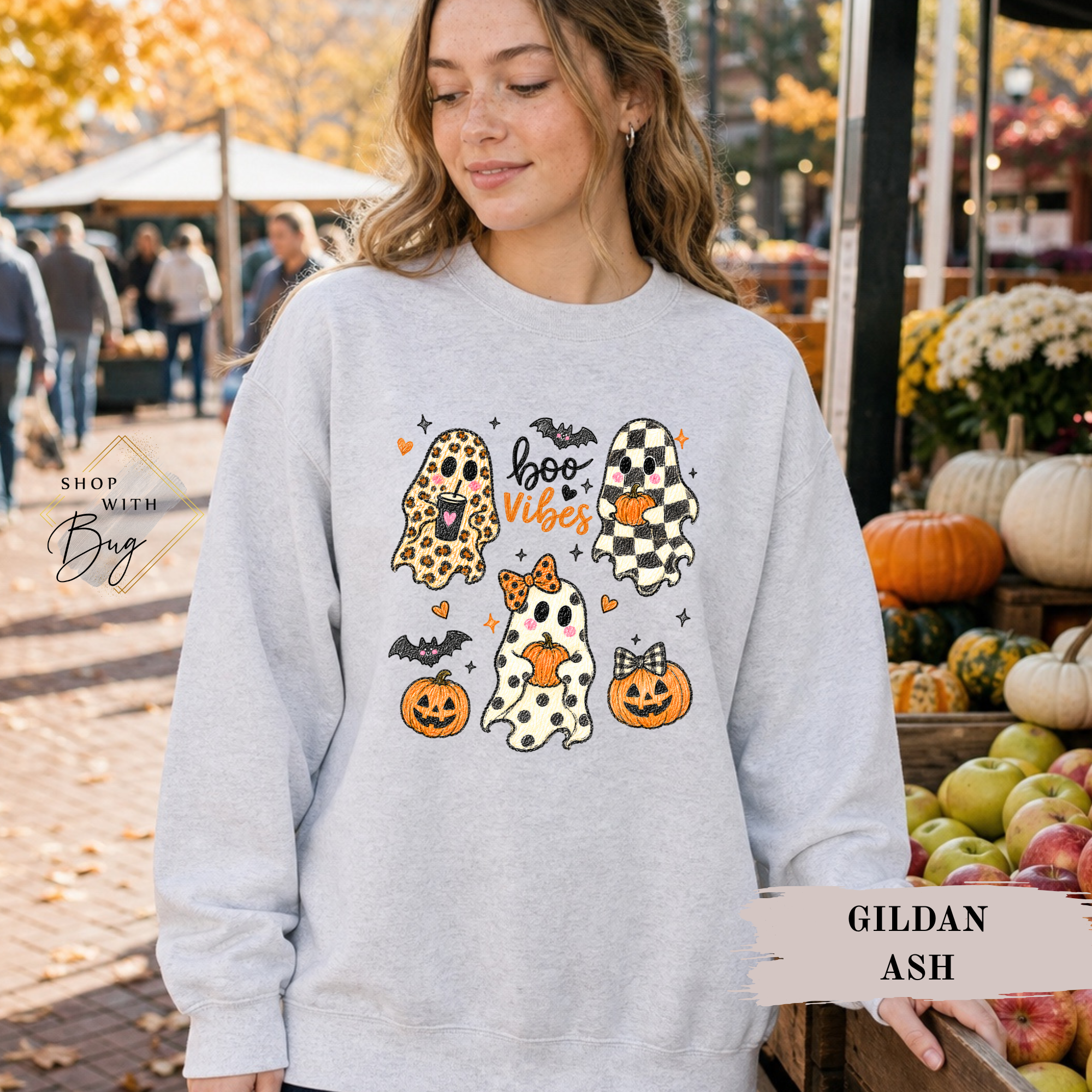 Boo Vibes Pumpkins Sweatshirt, Trendy Halloween Sweater, Spooky Season Sweater, Fall Vibes, Cute Pumpkin Sweatshirt