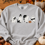 Cat Ghost Pumpkins Sweatshirt, Trendy Halloween Sweater, Spooky Season Sweater, Fall Vibes, Cute Pumpkin Sweatshirt