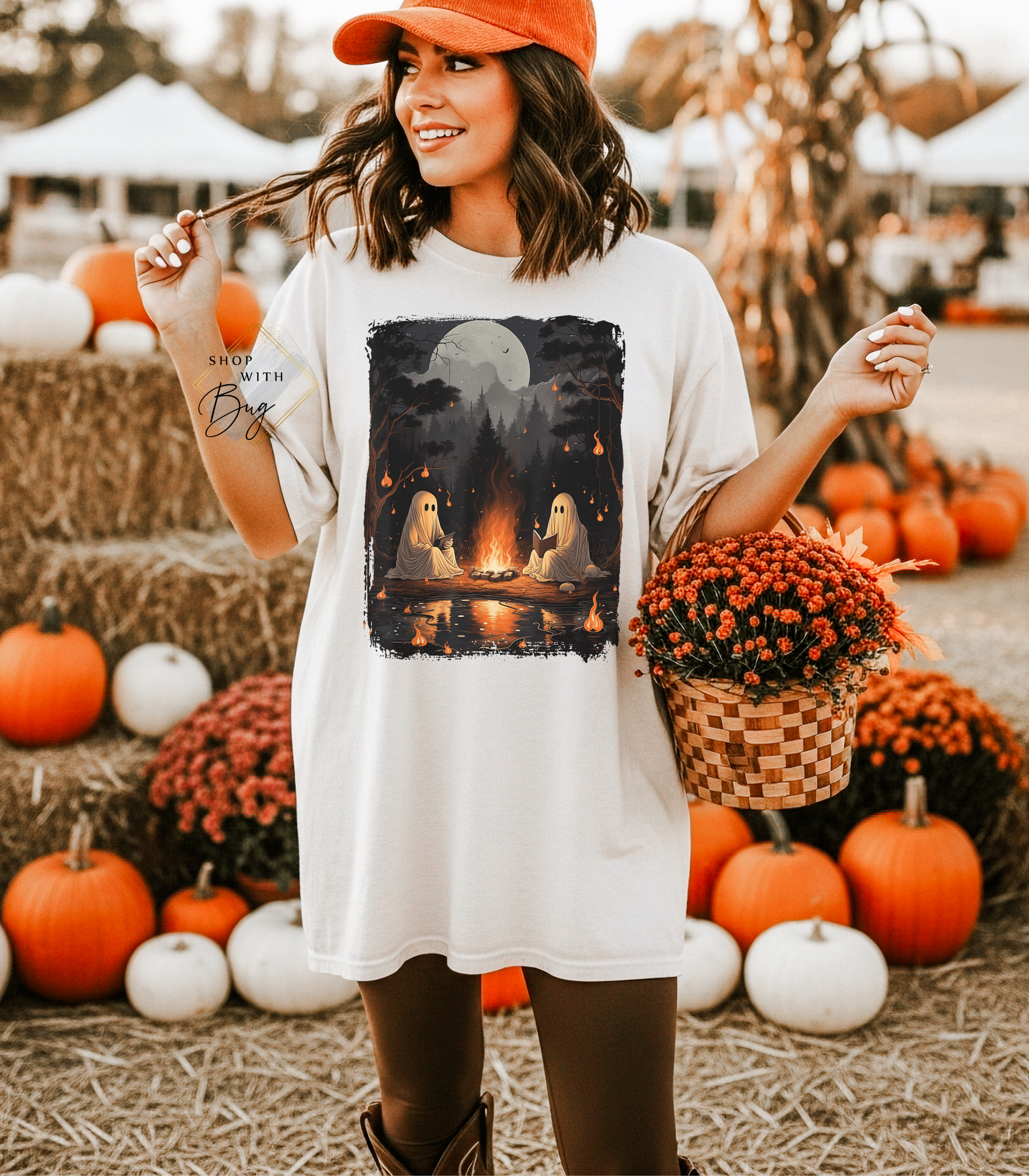 Ghost Reading  While Camping Womens T-Shirt
