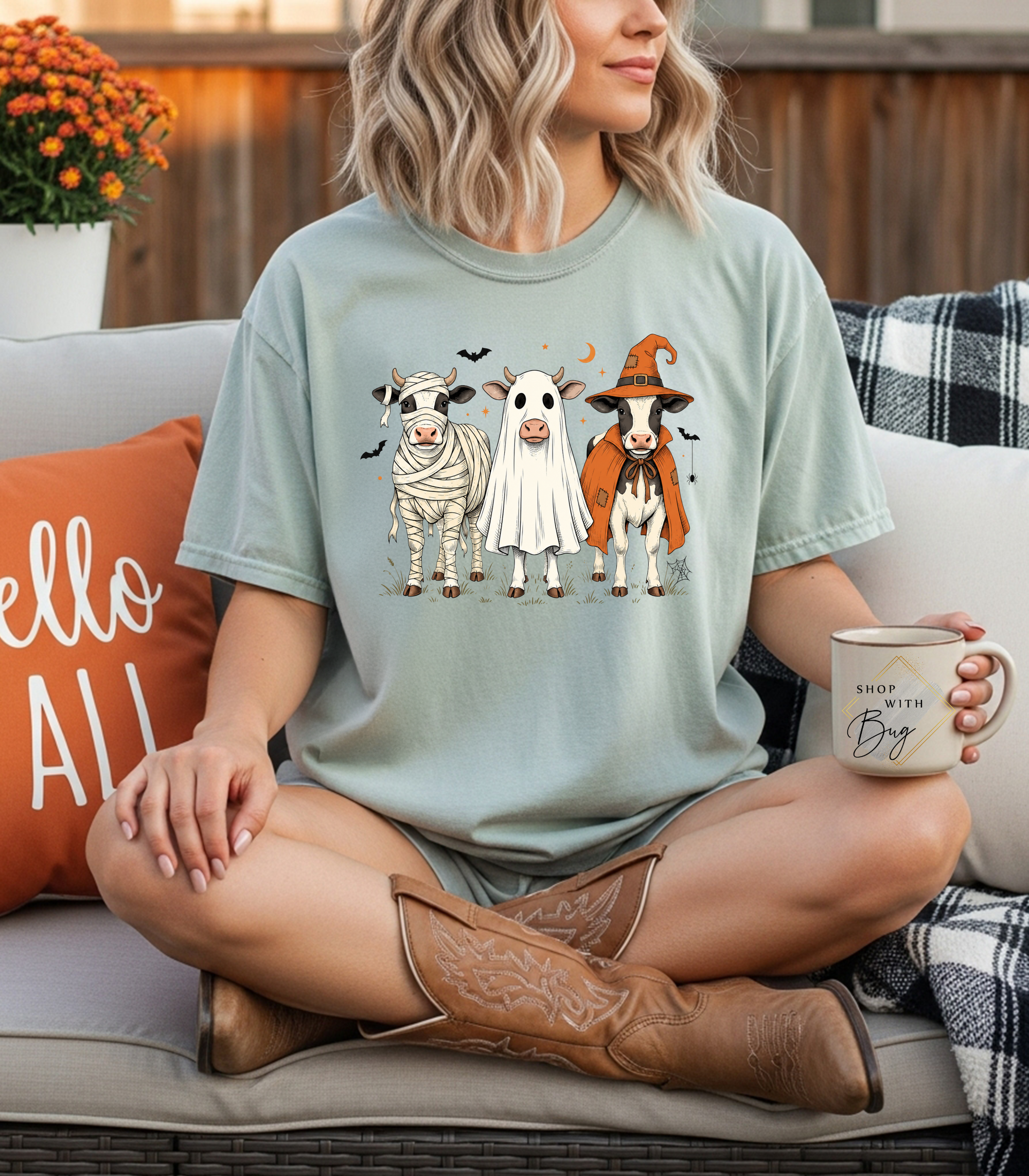Cow Halloween Comfort Colors T-shirt For Women