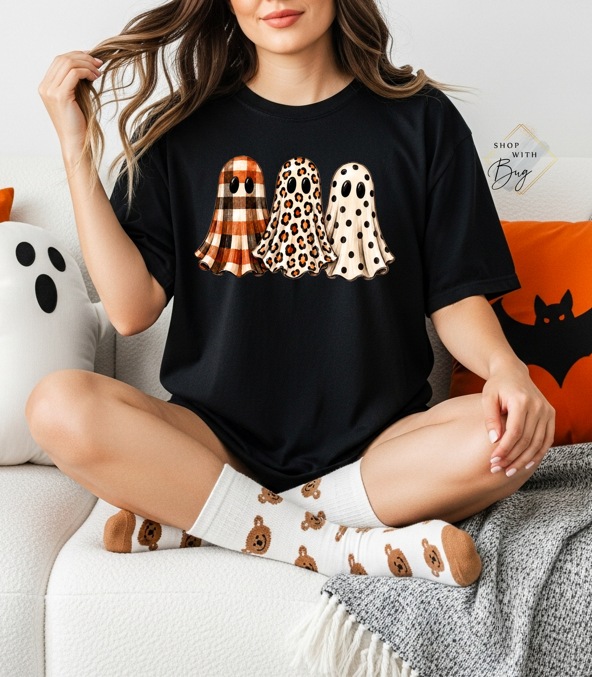 3 Ghost Halloween Womens T-Shirt
