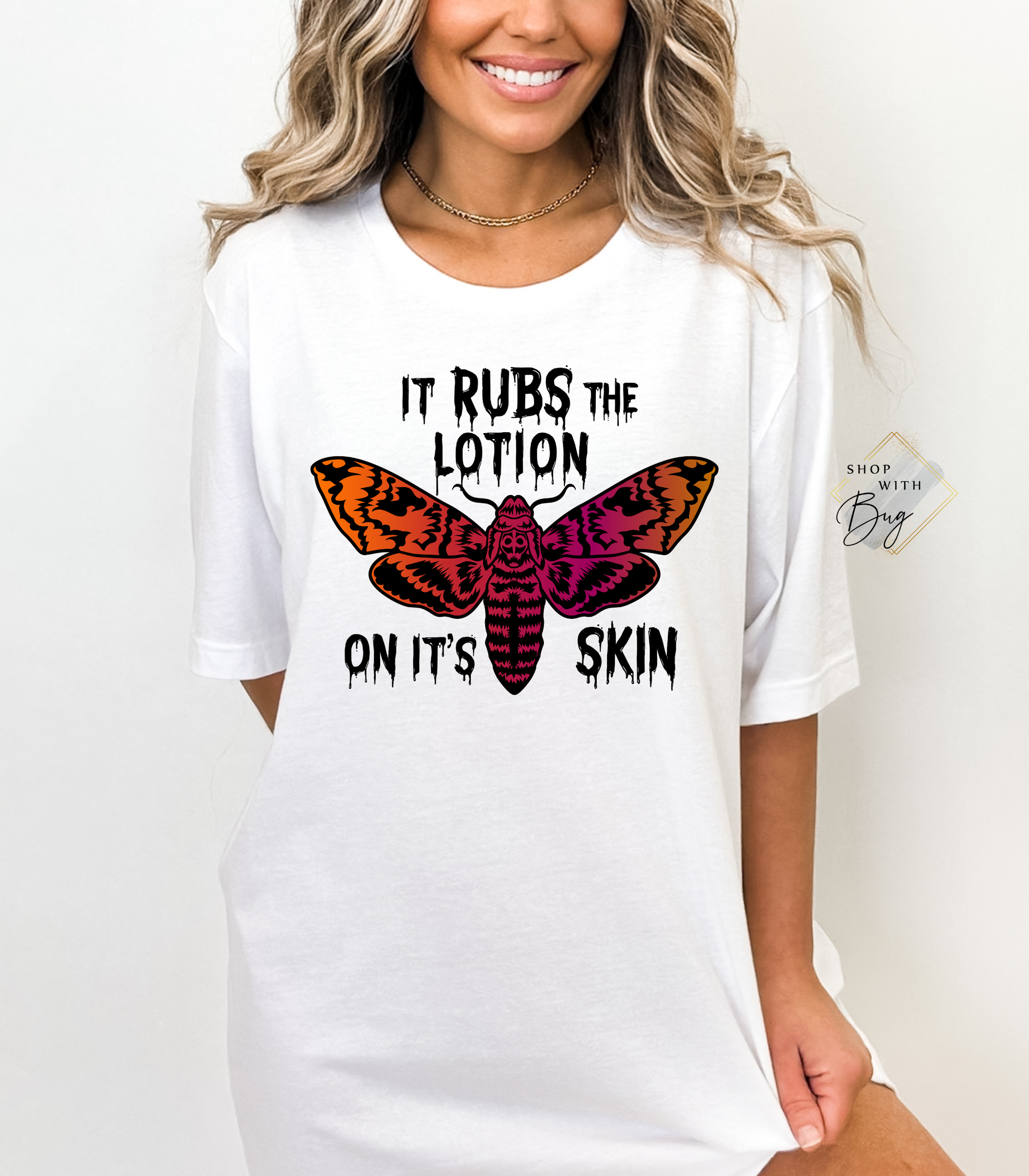 Rubs The Lotion on the Skin Womens T-Shirt