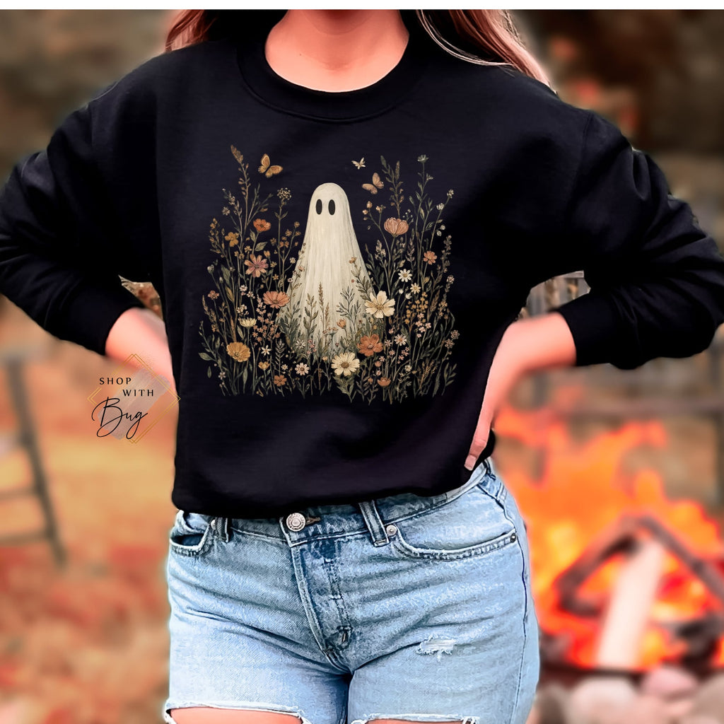 Floral Ghost Crewneck Sweatshirt