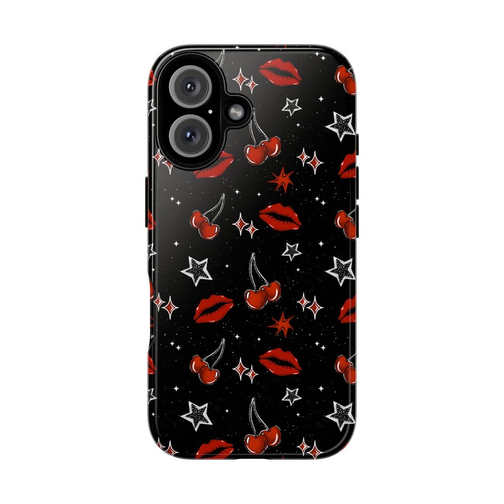 Cherry Lips Stars Phone Case, Cherry tough case Case, Cute Punk Phone Cover
