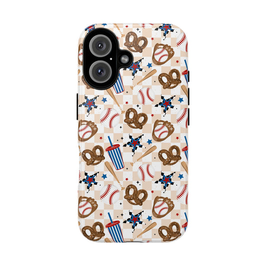 Baseball Star Themed Phone Case, Stars checkered tough case Case, Cute Baseball Phone Cover