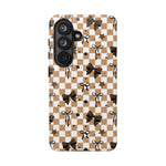 Checkered Tan Bow Star Themed Phone Case, Stars checkered tough case Case, Cute Phone Cover