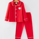 Christmas Red Boys Embroidered Pajamas