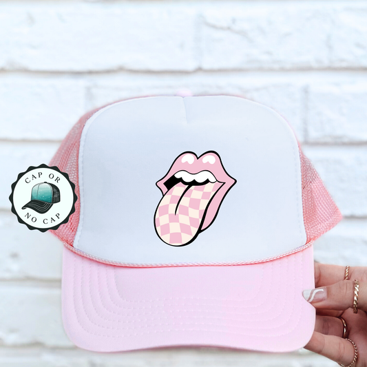 Checkered Tongue Foam Trucker Hat