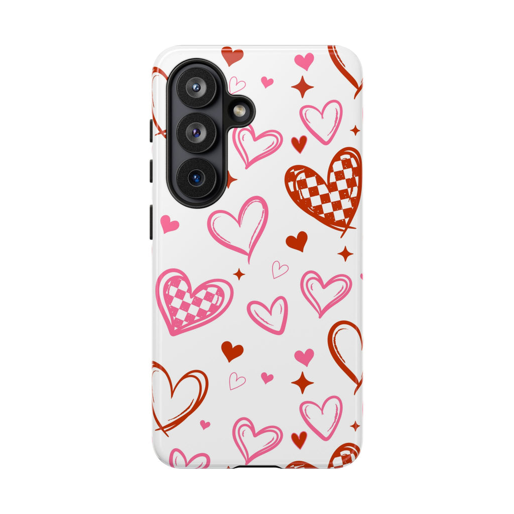 Checkered Heart Themed Phone Case, Hearts tough case Case, Cute Hearts Phone Cover