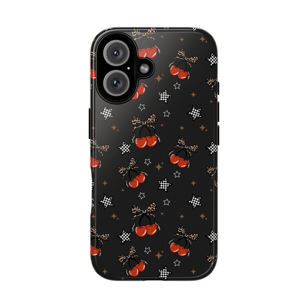 Cherry Star Checkered Phone Case, Floral Cherrycore tough case Case, CuteCherries Phone Cover