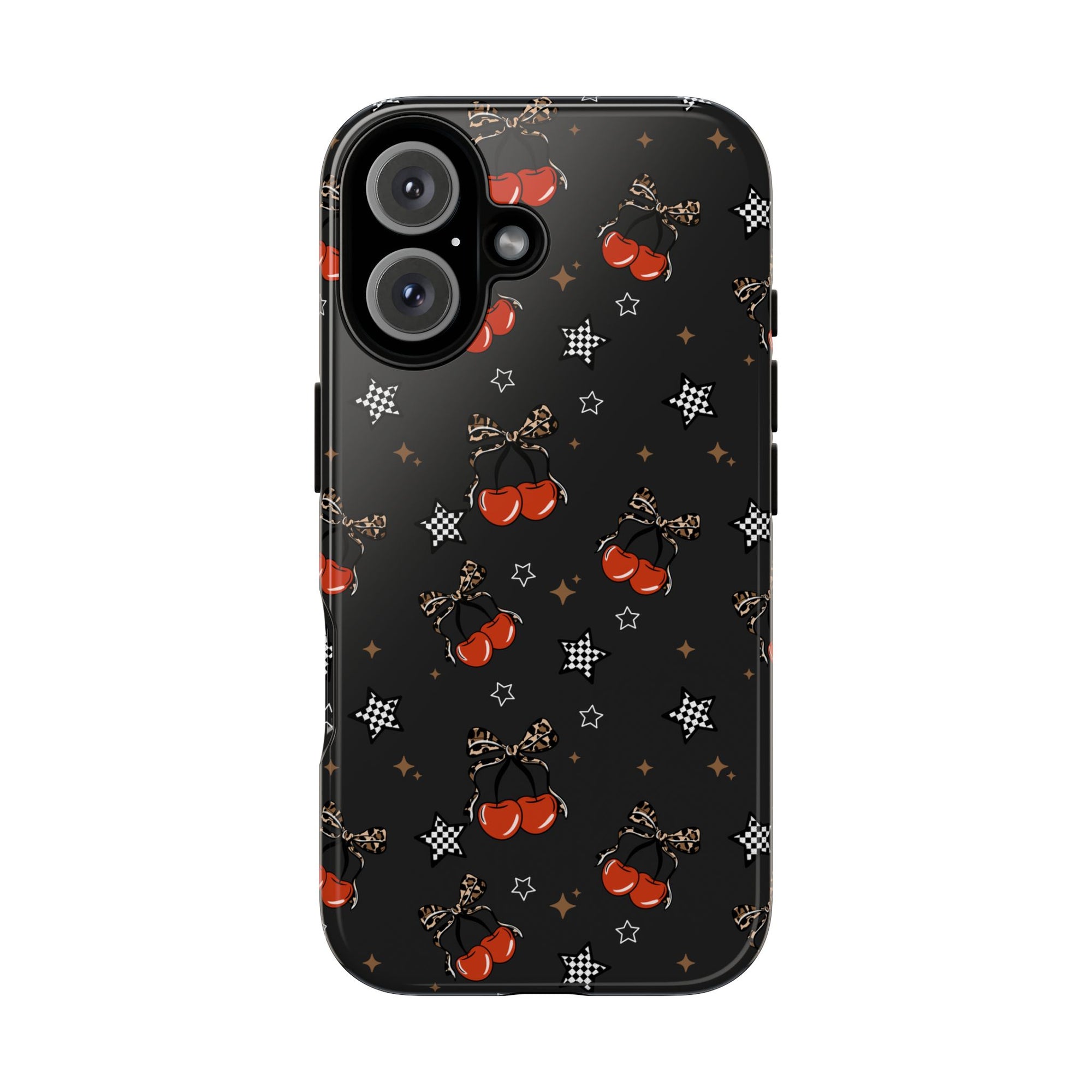 Cherry Leopard Stars Phone Case, Cherry tough case Case, Cute Punk Phone Cover