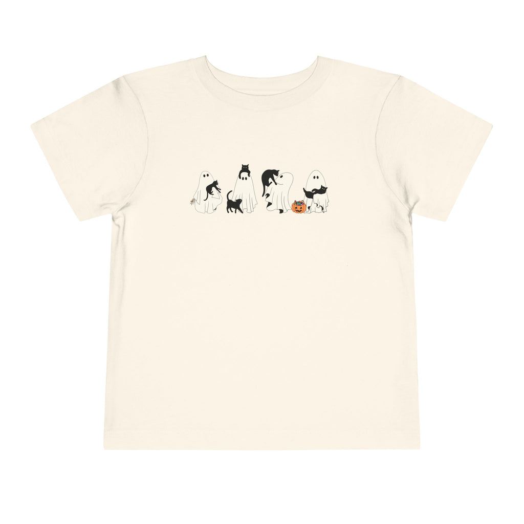 Cat Ghost Halloween Toddler Short Sleeve Tee