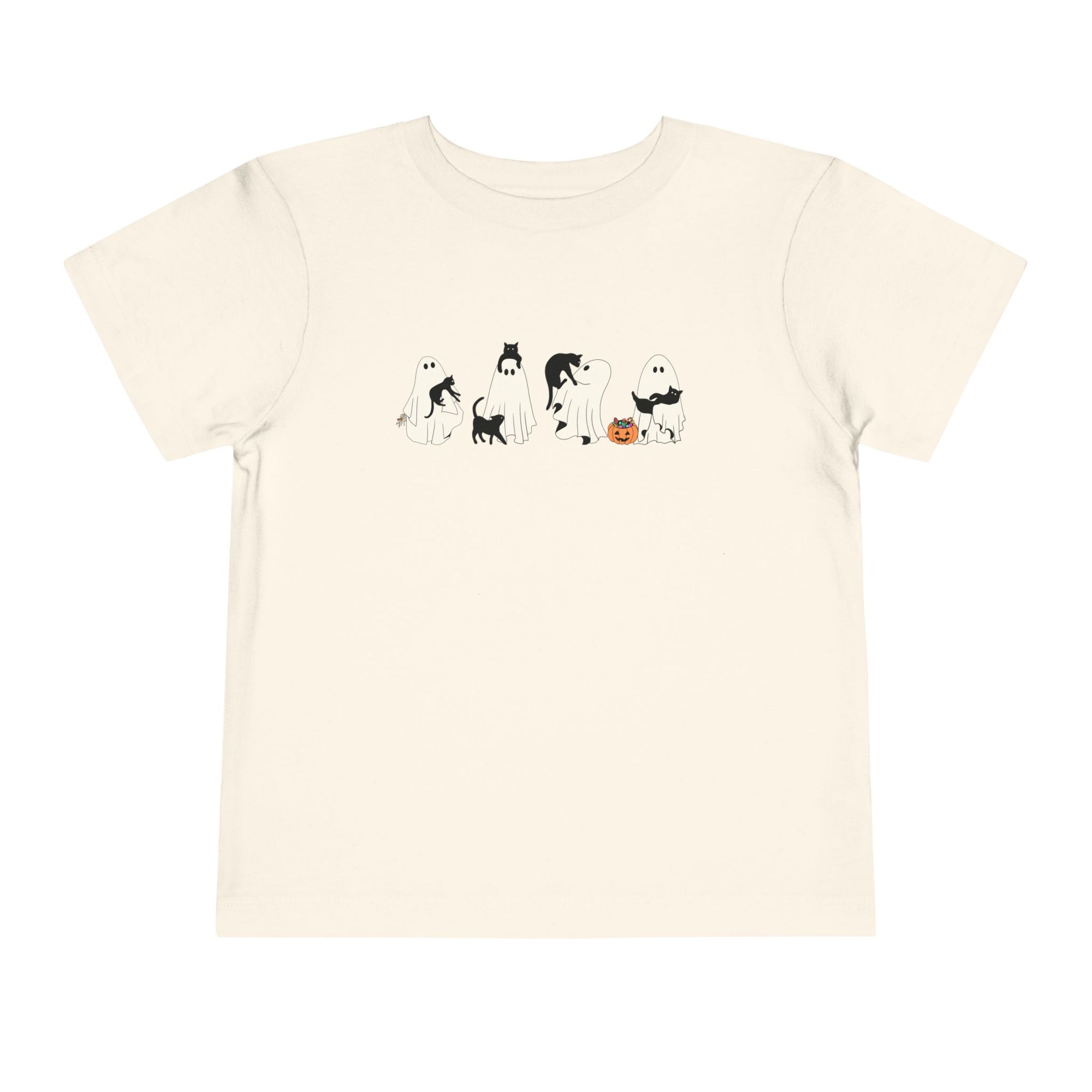 Cat Ghost Halloween Toddler Short Sleeve Tee