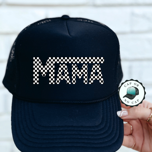 Checkered Mama Foam Trucker Hat